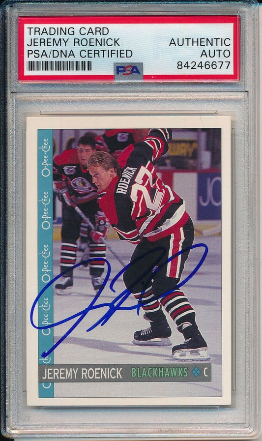 Jeremy Roenick Blackhawks Signed 1992-93 O-Pee-Chee Card #52 PSA/DNA 155082