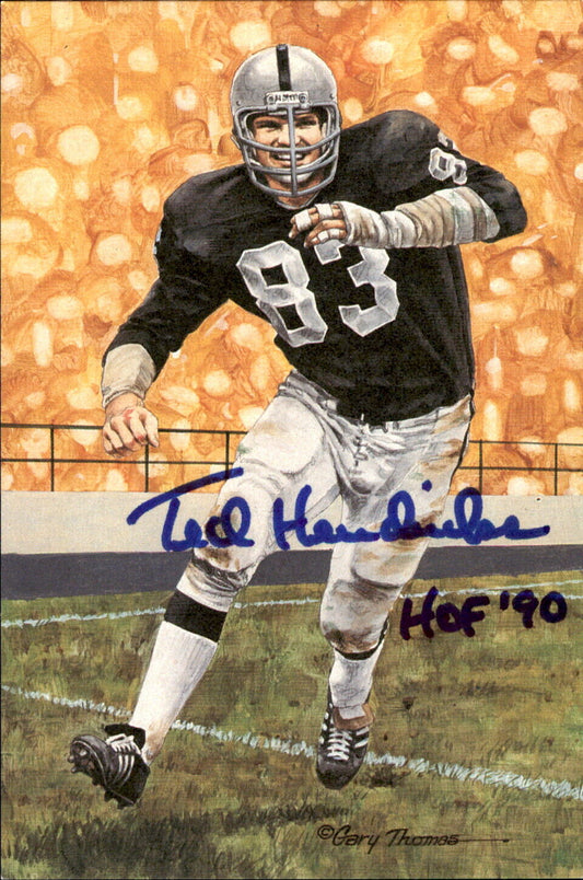 Ted Hendricks HOF Autographed/Inscribed Goal Line Art GLAC Postcard Raiders JSA