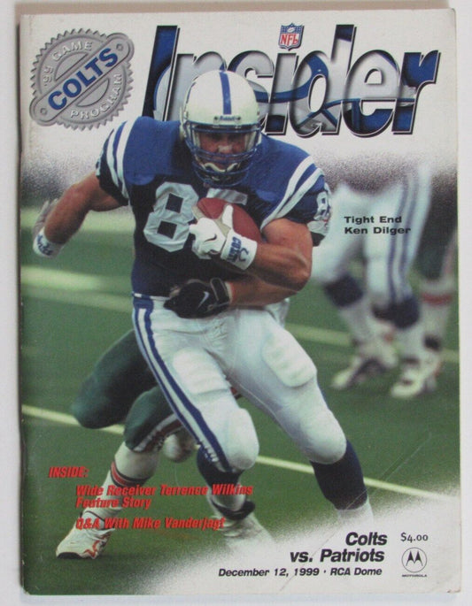 December 12, 1999 Indianapolis Colts vs. Patriots Manning 2 TDs  Program