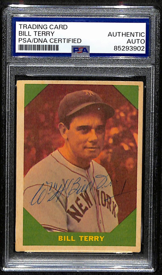 Bill Terry HOF Signed/Autographed 1960 Fleer Card #52 NY Giants PSA/DNA 190892