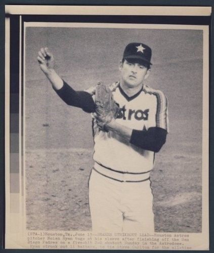 Houston Astros Nolan Ryan Wire Photo 6/13/83 "Shares Strikeout Lead"