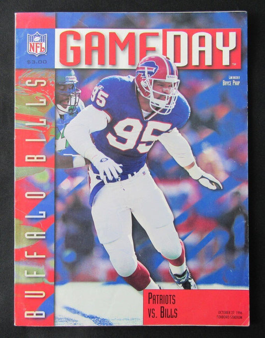 1996 New England Patriots vs. Buffalo Bills Program Bryce Paup 10/27