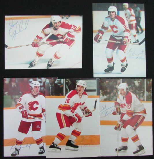 Lot of 5 Calgary Flames Signed 4x6 Team Issued Postcards incl. Beers 150481