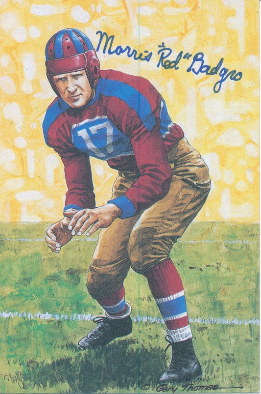 Morris Red Badgro HOF Giants Signed/Auto Goal Line Art GLAC Postcard 163846