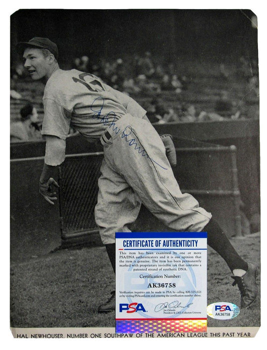 Hal Newhouser Autographed 7.5x9.5 Baseball Magazine Insert Photo Tigers PSA/DNA