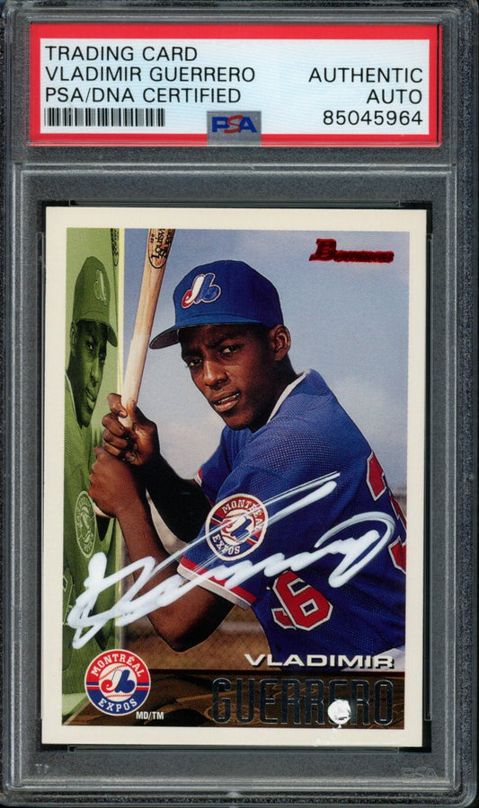 Vladimir Guerrero Montreal Expos Autographed 1995 Bowman Rookie Card #90 PSA/DNA
