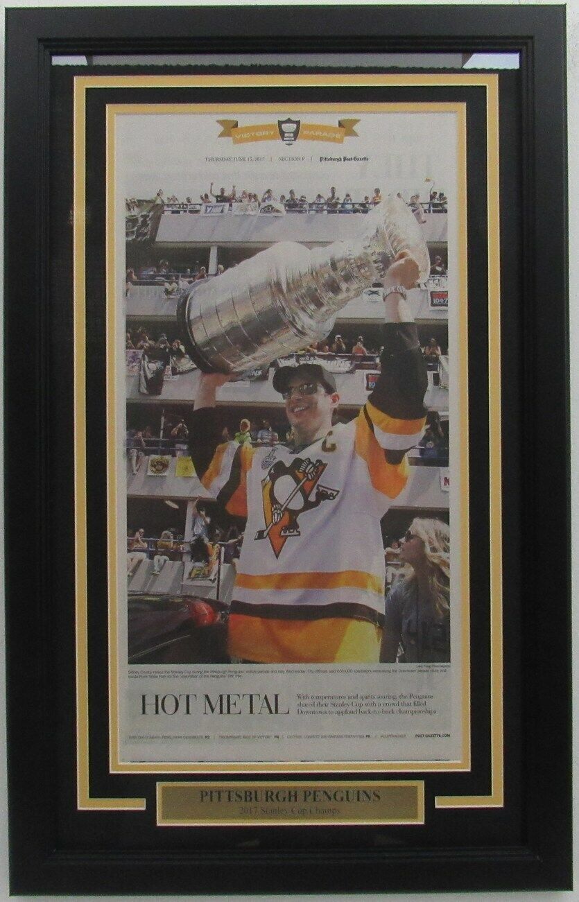 Penguins 2017 Stanley Cup Champs Pittsburgh Post Gazette Newspaper Framed 157912