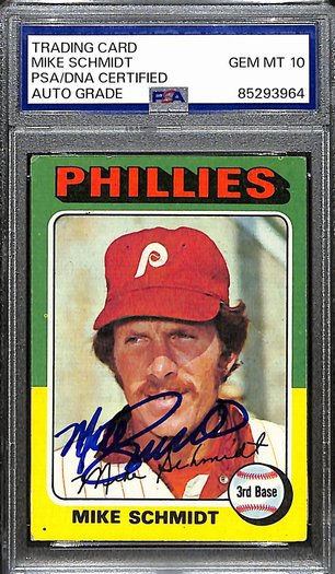 1975 Topps Mike Schmidt Phillies #70 Card Signed PSA/DNA GEM MINT 10 187944