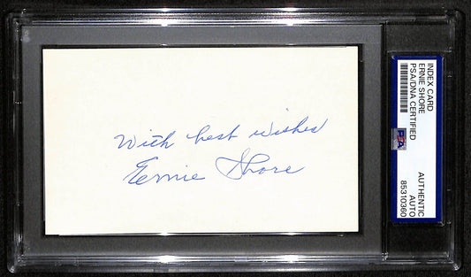Ernie Shore Signed/Inscr 3x5 Index Card Red Sox Perfect Game PSA/DNA 190618