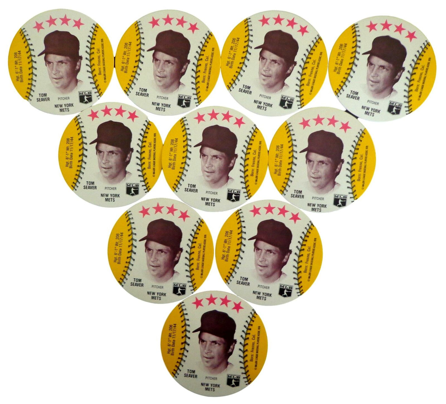 Lot of 10 - 1976 MSA Isaly's Discs Tom Seaver HOF New York Mets Gem Mint 153887