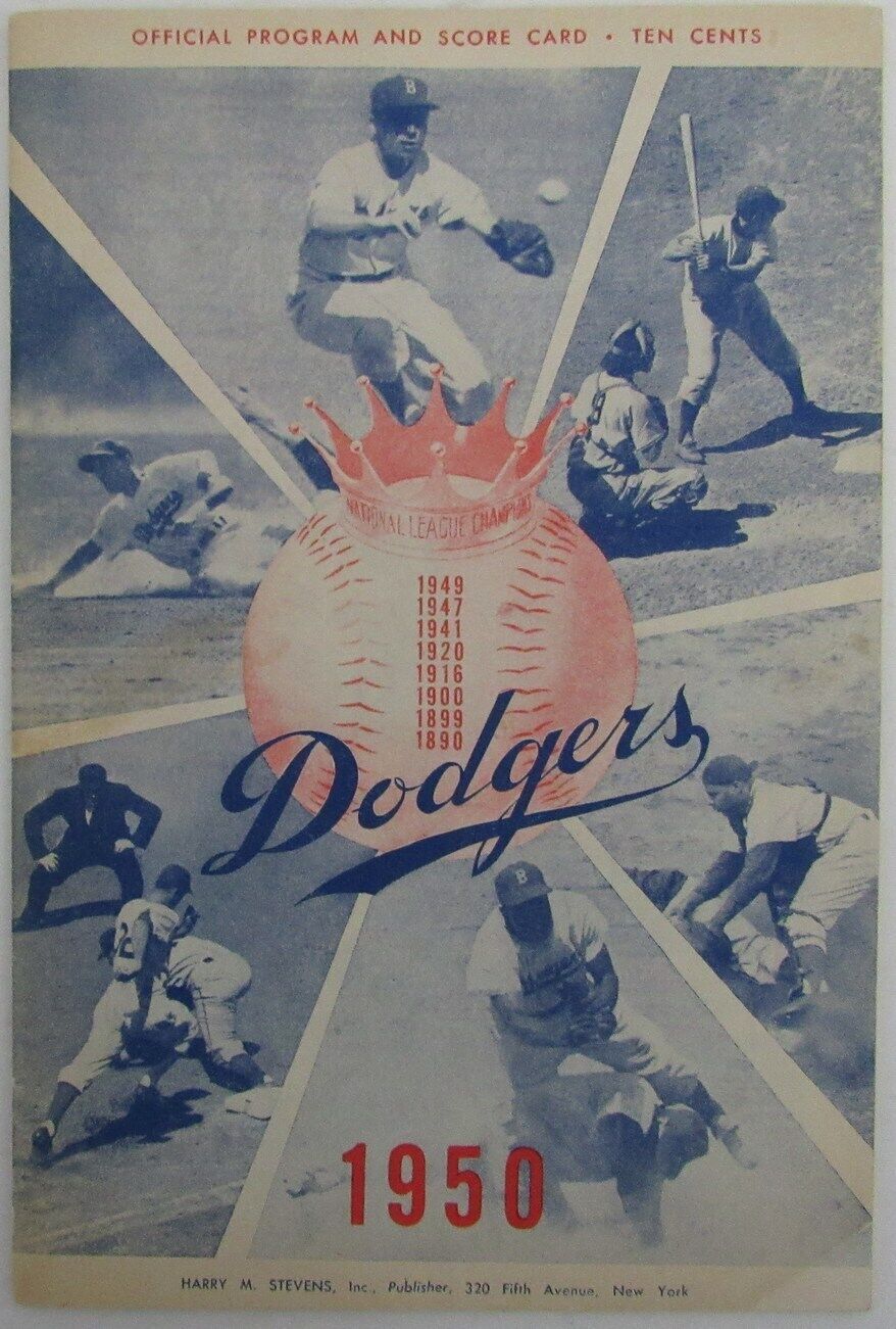 1950 Brooklyn Dodgers vs. NY Giants Baseball Game Program Jackie Robinson 176152