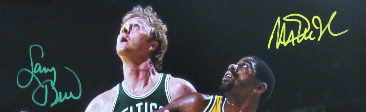 Larry Bird/Magic Johnson Dual-Signed/Auto 16x20 NBA Photo JSA/Beckett 190104