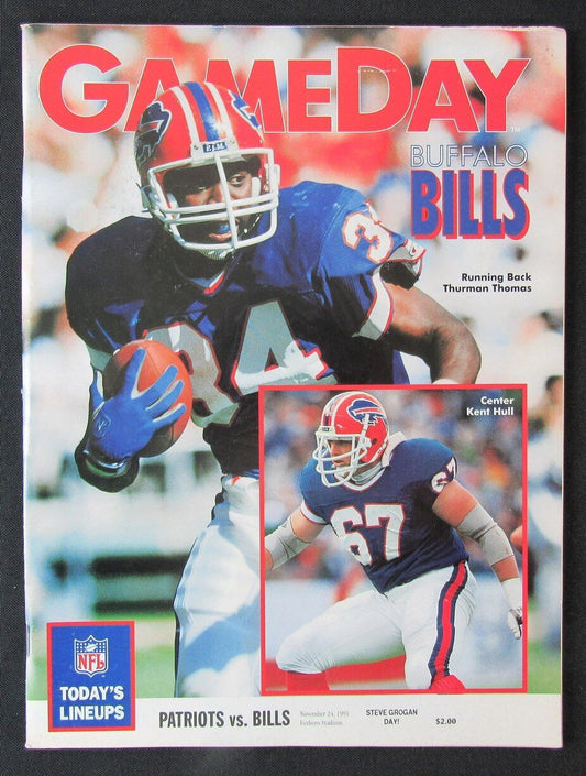 1991 New England Patriots vs. Buffalo Bills Program Thurman Thomas 11/24