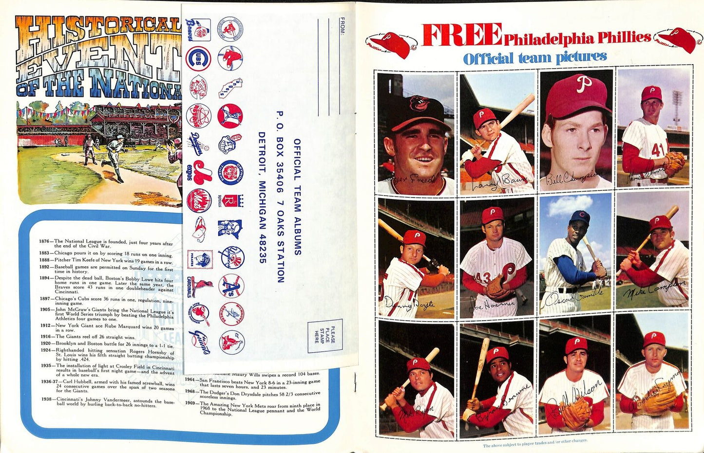 Todays 1971 Philadelphia Phillies Baseball Stars Stamp Book EX/MT 180704