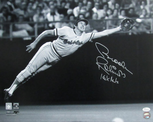 Brooks Robinson HOF Signed/Inscr 16x20 B/W Photo Baltimore Orioles JSA 190520