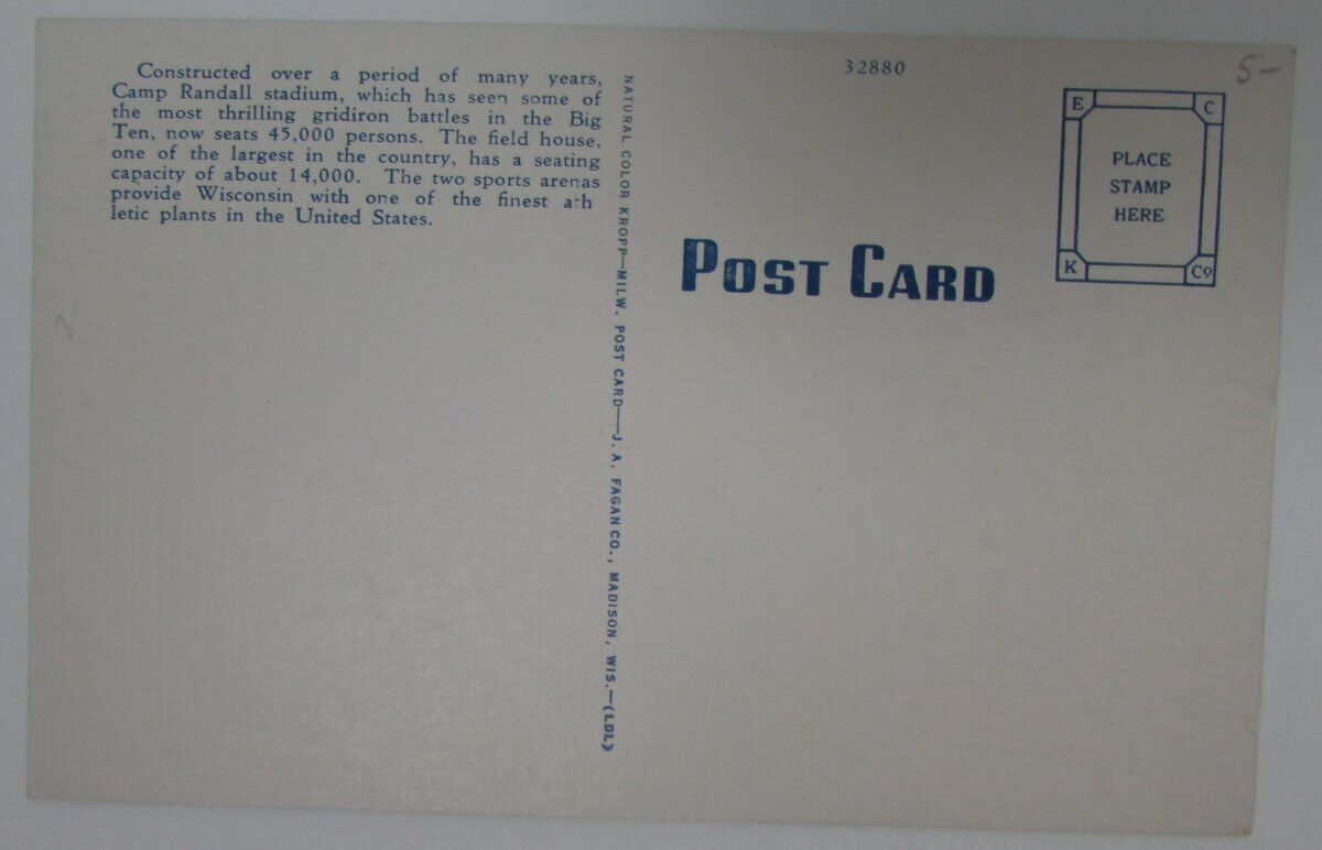 University of Wisconsin Stadium and Field House Vintage Postcard 148856