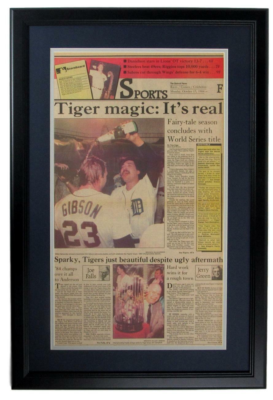 The Detroit News Tigers 1984 World Series Champs Framed Newspaper 152287