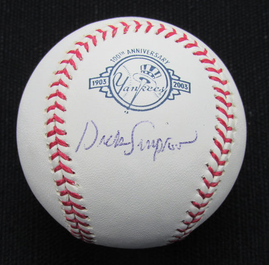 Dick Simpson Signed/Auto Yankees 100th OML Baseball JSA  186972