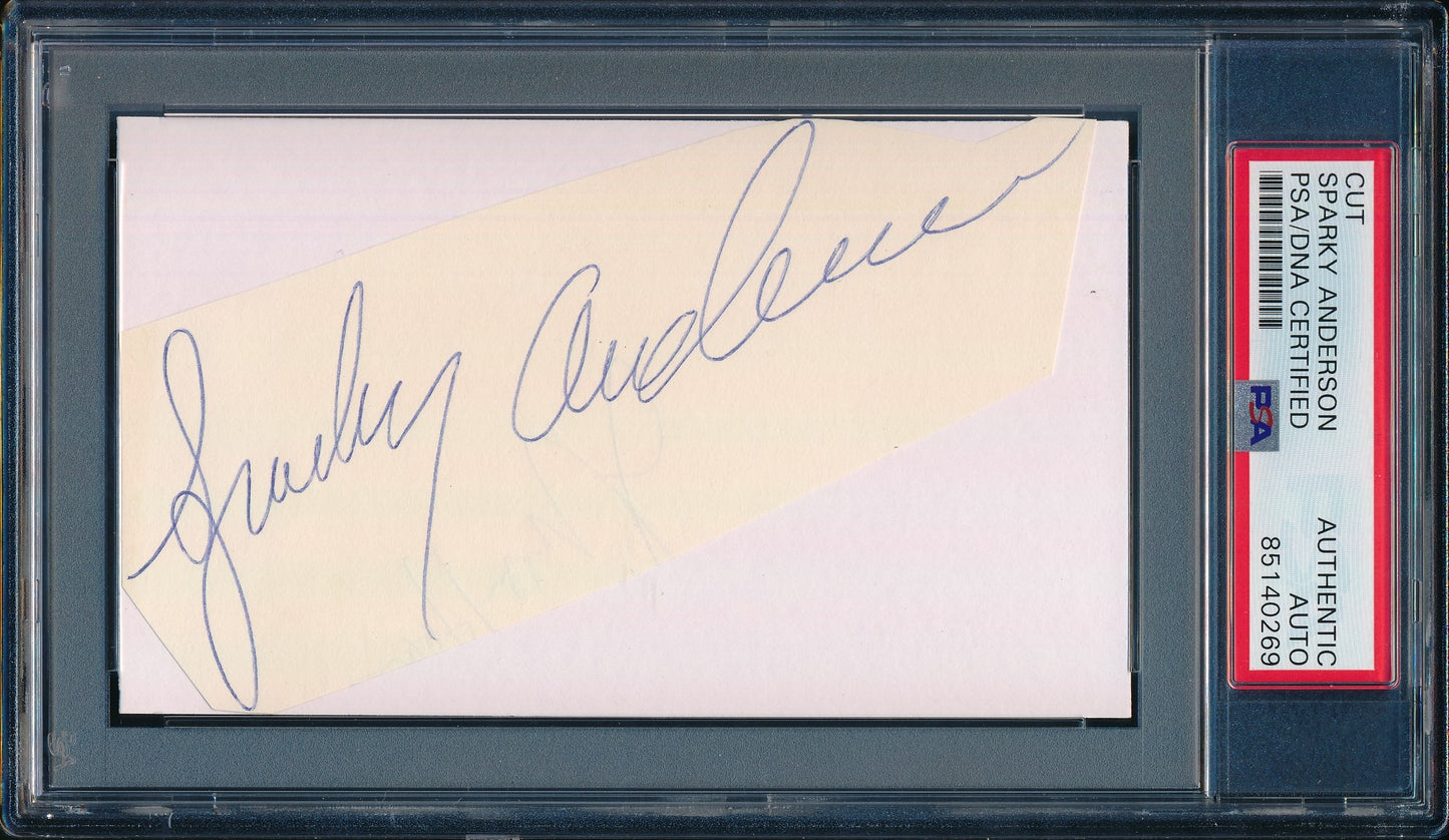 Sparky Anderson HOF Signed Cut on 3x5 Index Card Reds/Tigers PSA/DNA 186349