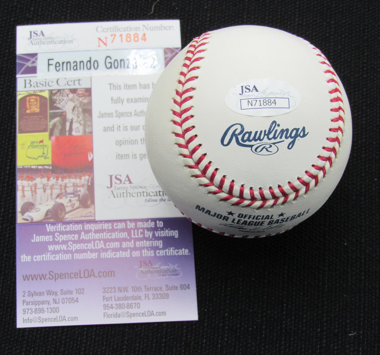 Fernando Gonzalez Signed/Auto Yankees 100th OML Baseball JSA Inscr 186687