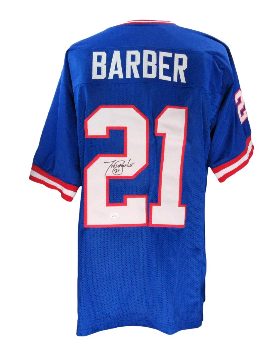 Tiki Barber Signed Blue Custom Football Jersey New York Giants JSA 186223