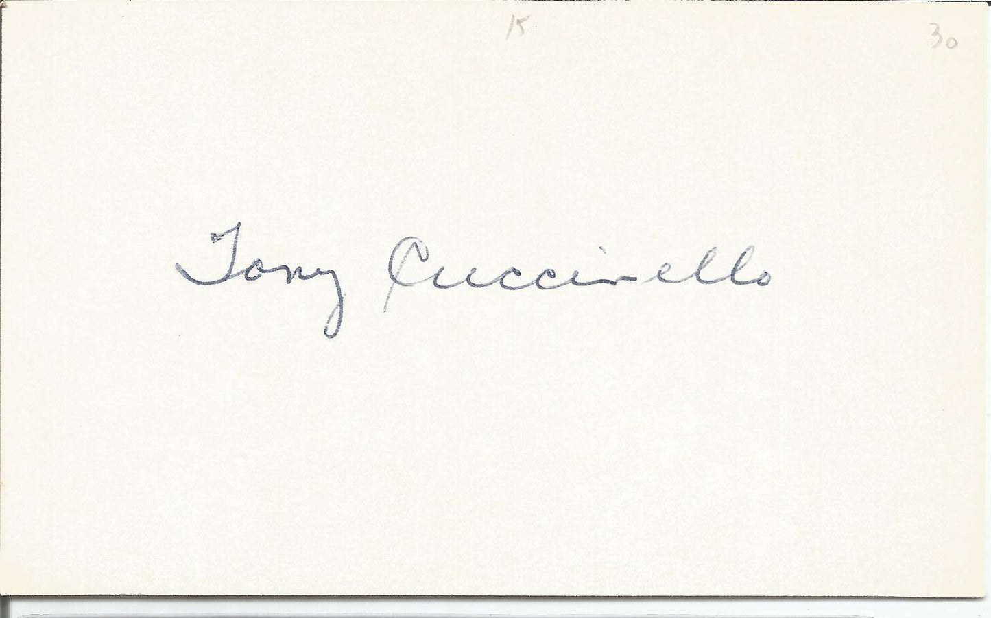 Tony Cucinello Brooklyn Dodgers Signed/Autographed 3x5 Index Card 150561