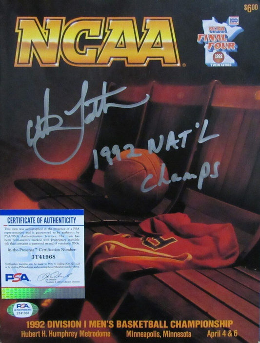 Christian Laettner Signed DUKE1992 NCAA Final Four Champs Program PSA/DNA 167215