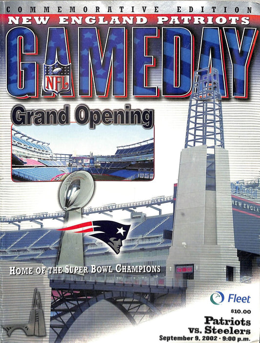 2002 9/9 Patriots vs. Steelers Program Monday Night FB Tom Brady 3 TDS 180717