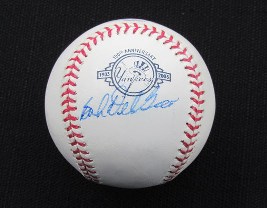 Bobby Del Greco Signed/Auto Yankees 100th OML Baseball JSA 186651