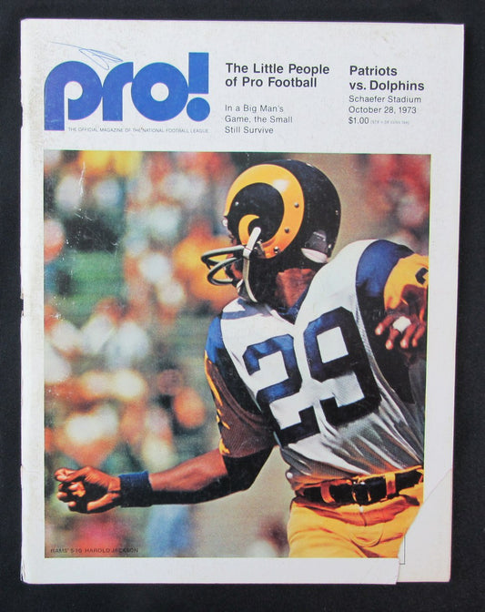1973  New England Patriots vs. Miami Dolphin Program 10/28 Harold Jackson 172506