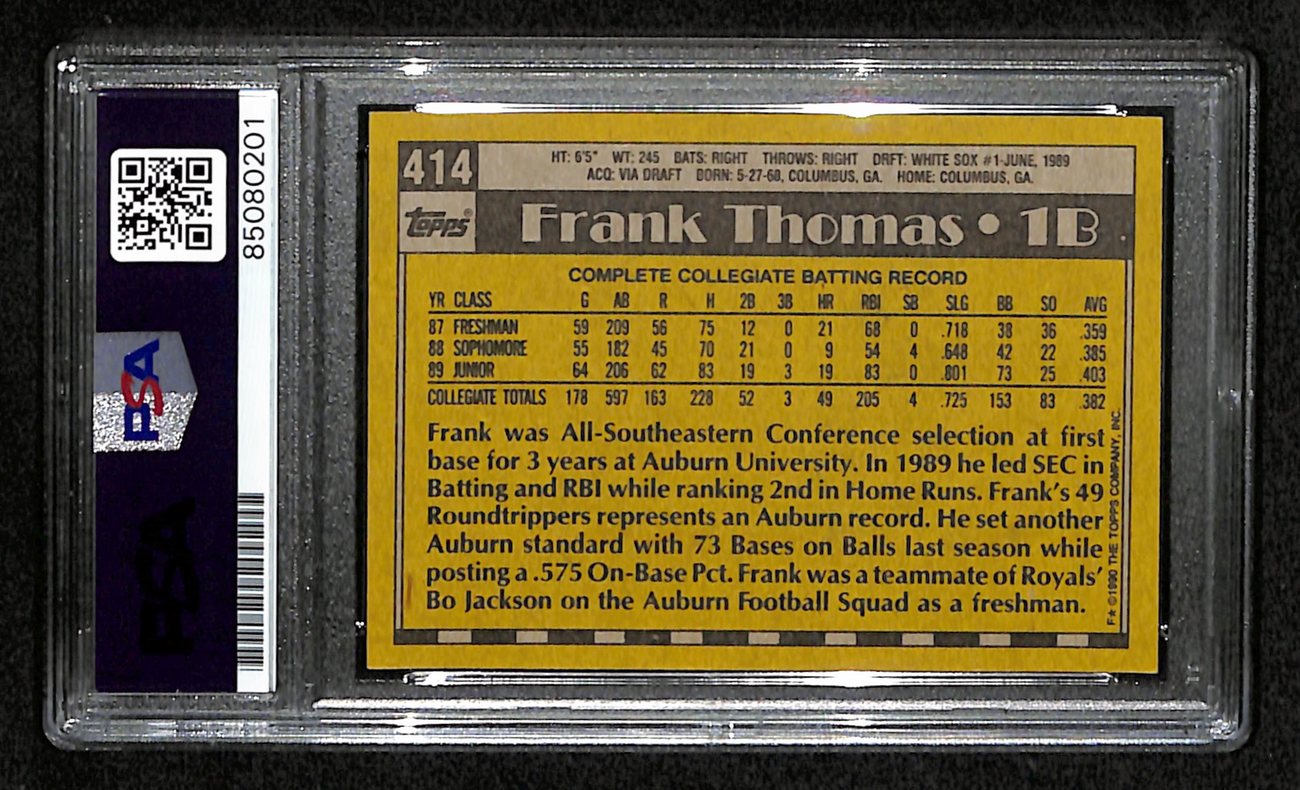 Frank Thomas HOF Signed 1990 Topps Rookie Card #414 White Sox PSA/DNA 184461