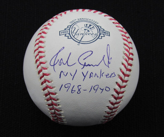 John Cumberland Signed/Auto Yankees 100th OML Baseball JSA Inscr 186670