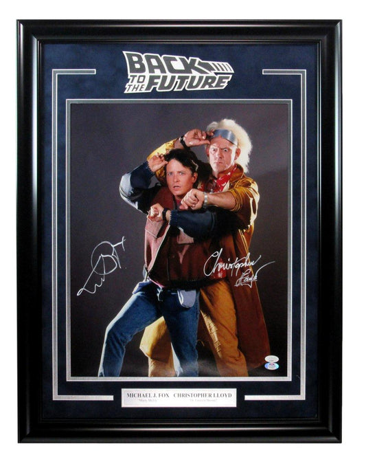 Michael J Fox/Christopher Lloyd Dual-Signed 16x20 Photo Framed JSA/PSA 193321