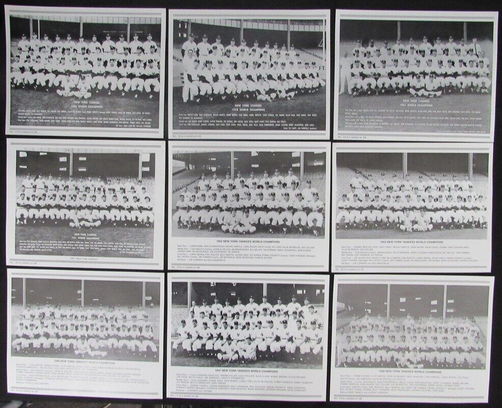 Set of 26 New York Yankee World Champions 8x10 Team Photos and Headlines 180858