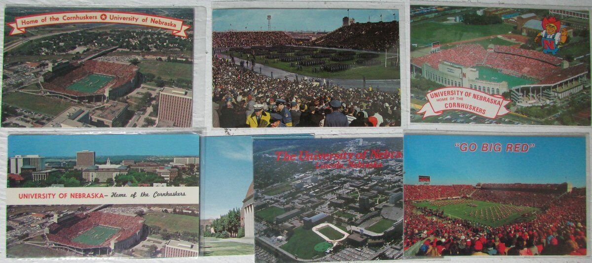 Lot of 6 University of Nebraska Cornhuskers 1970's - 80's Postcards 147279