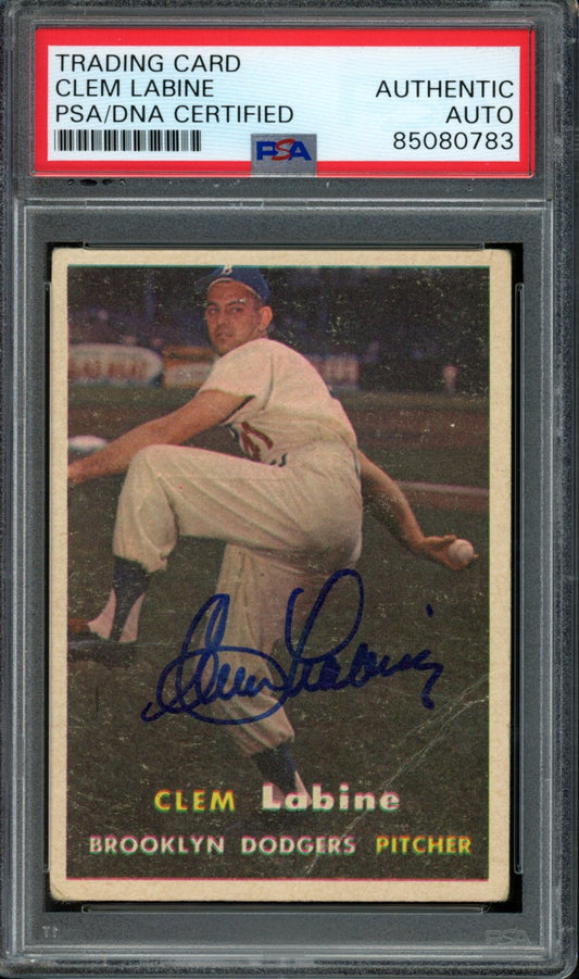 Clem Labine Signed 1957 Topps Card #53 Brooklyn Dodgers PSA/DNA 184179