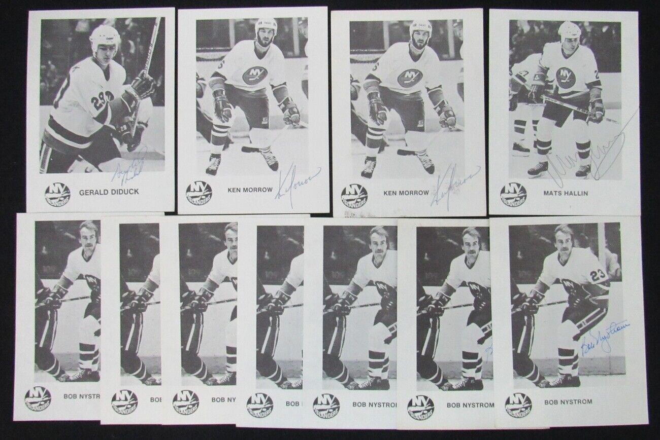 Lot of 11 NY Islanders Signed 4x5.5 Team Issued Photos incl. Nystrom 150152