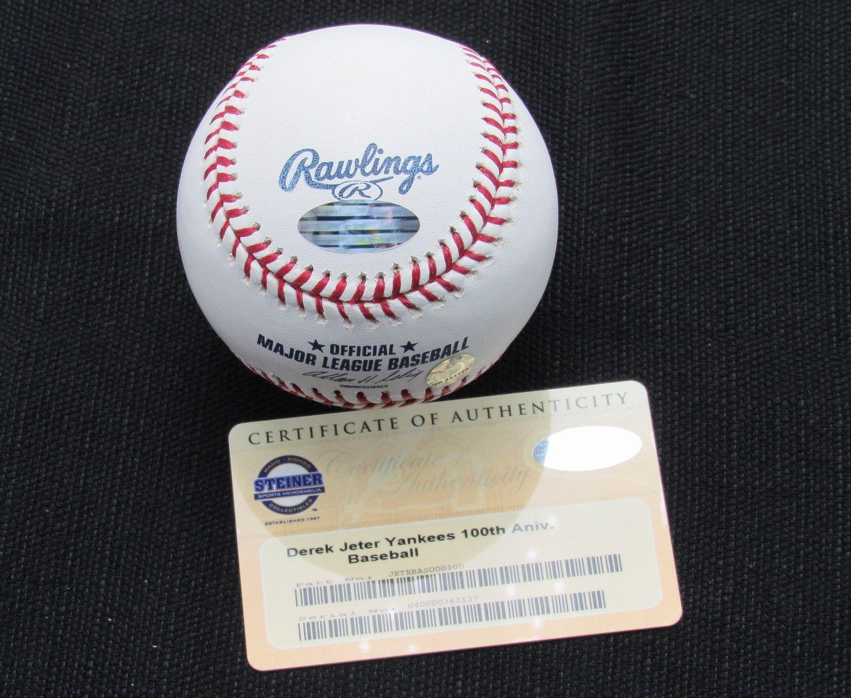 Derek Jeter Signed/Auto Yankees 100th OML Baseball STEINER 187136