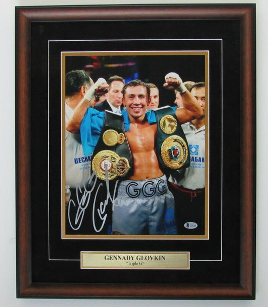 Gennady Glovkin "Triple G" Signed Framed 11x14 inch  Color Photo Beckett 139968