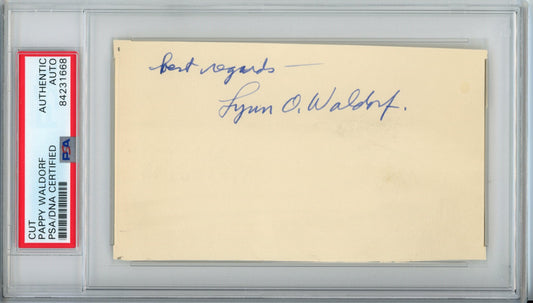 Lynn Osbert "Pappy" Waldorf Univ of CA Signed 3x5 Index Card PSA/DNA 153596