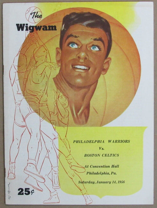 1956 Philadelphia Warriors v Boston Celtics Bill Russell NBA Game Program 156224