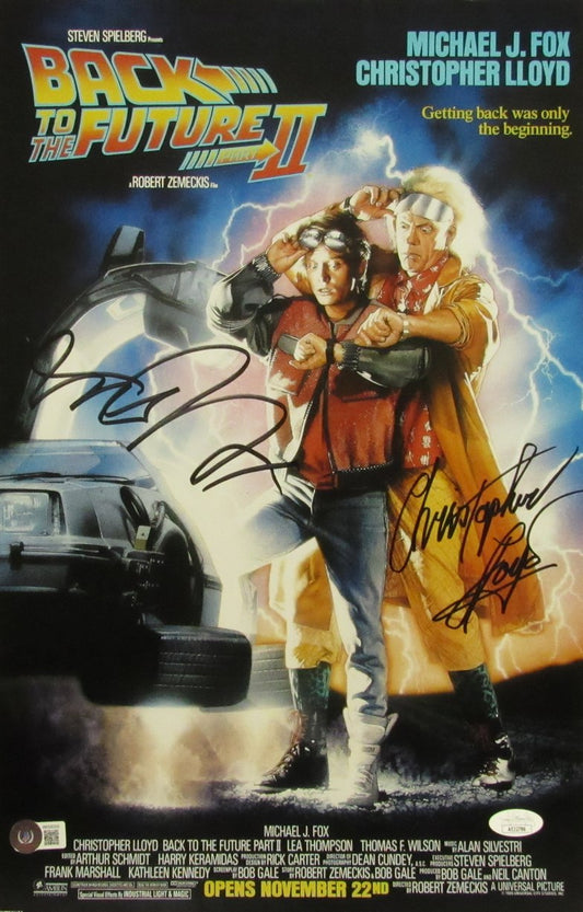 Michael J Fox/Christopher Lloyd sign/auto 11x17 Movie Poster JSA/BAS 173671