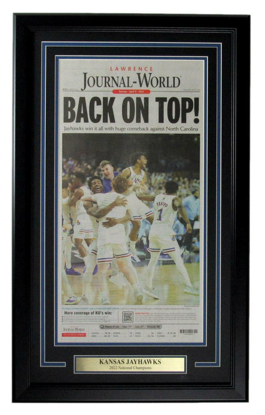 Lawrence Journal-World Newspaper Kansas Jayhawks 2022 NCAA Champs Framed