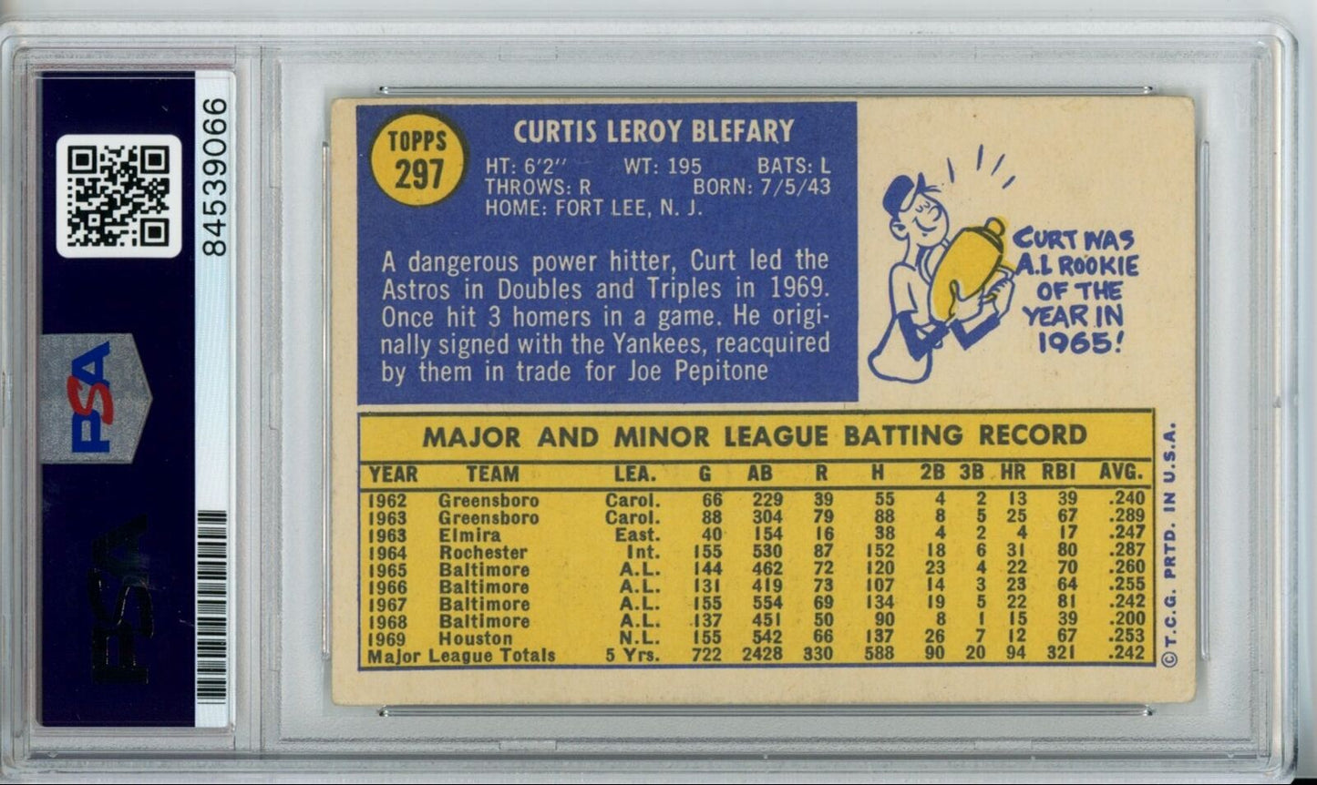 Curt Blefary Yankees Signed/Autographed 1970 TOPPS Card #297 PSA/DNA 166885