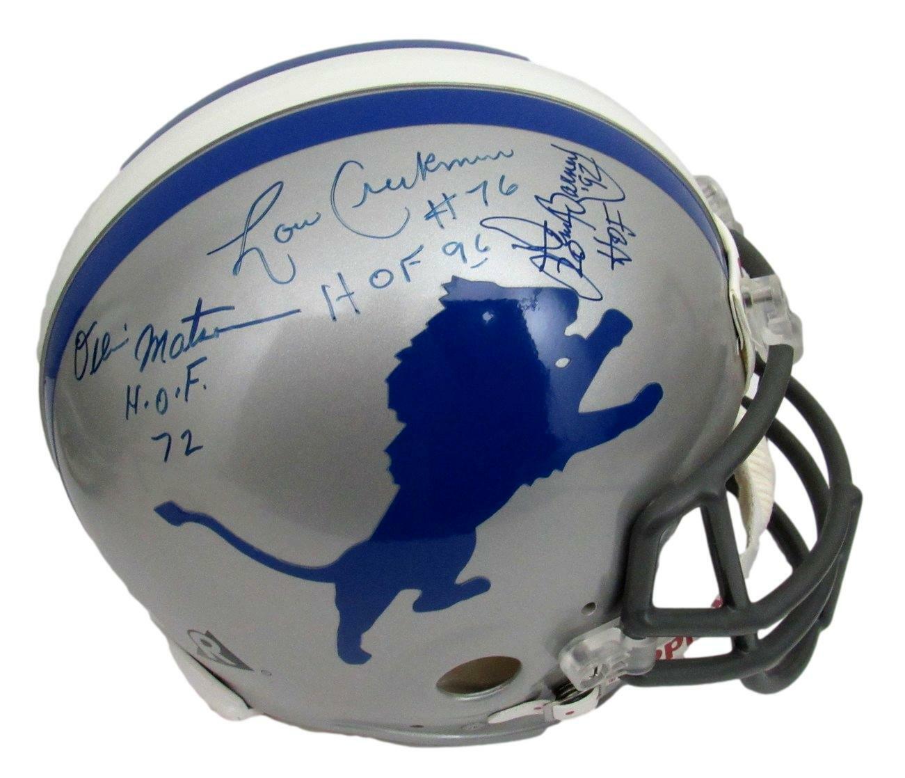 Detroit Lions HOF'ers Multi-signed/Inscr Full Size Authentic Helmet JSA 157079