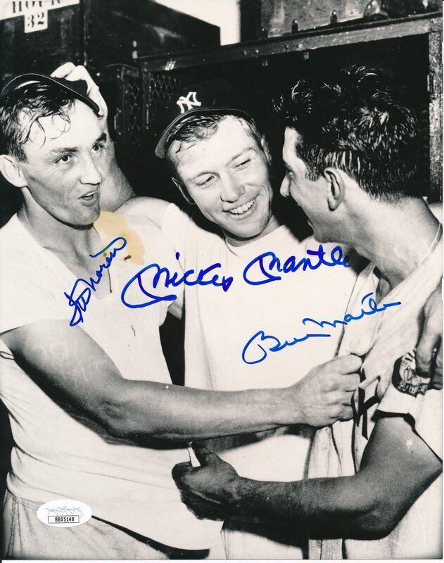 Mickey Mantle/Billy Martin/Irv Noren Yankees Multi-Signed 8x10 Photo JSA 142441