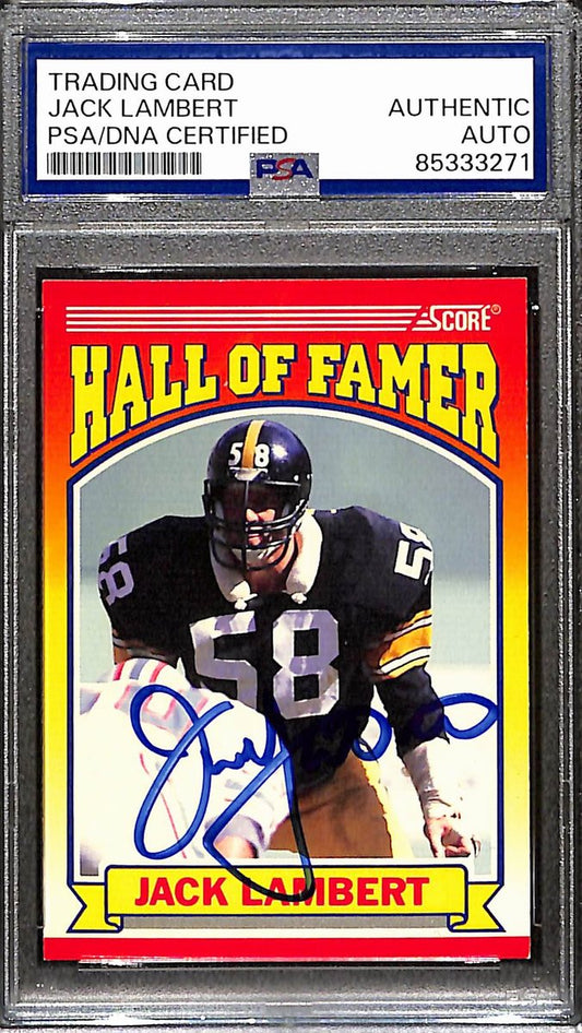 Jack Lambert HOF Signed/Autographed 1990 Score #598 Steelers PSA/DNA 190915