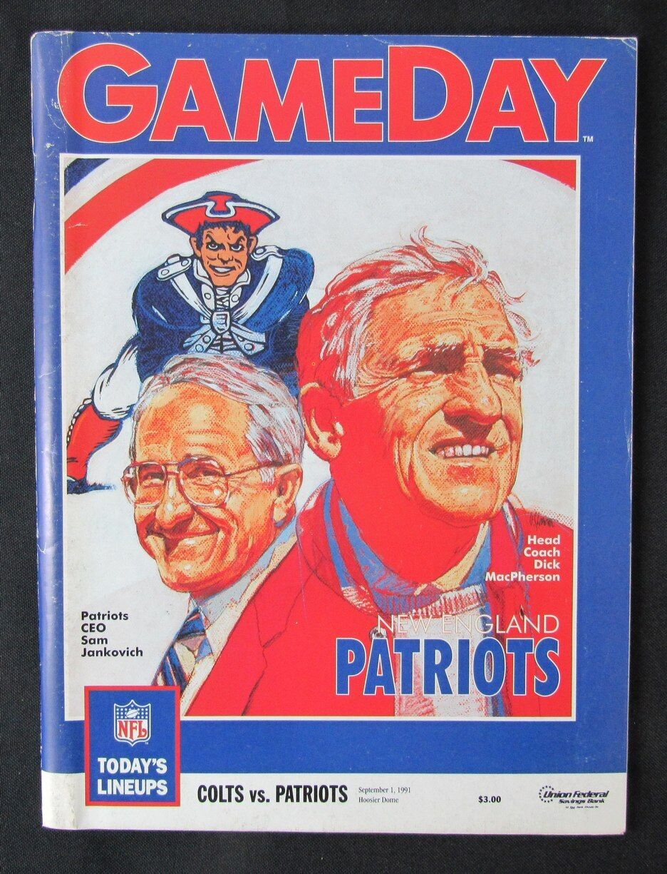 1991 Indianapolis Colts vs. New England Patriots Program Dick MacPherson 09/01