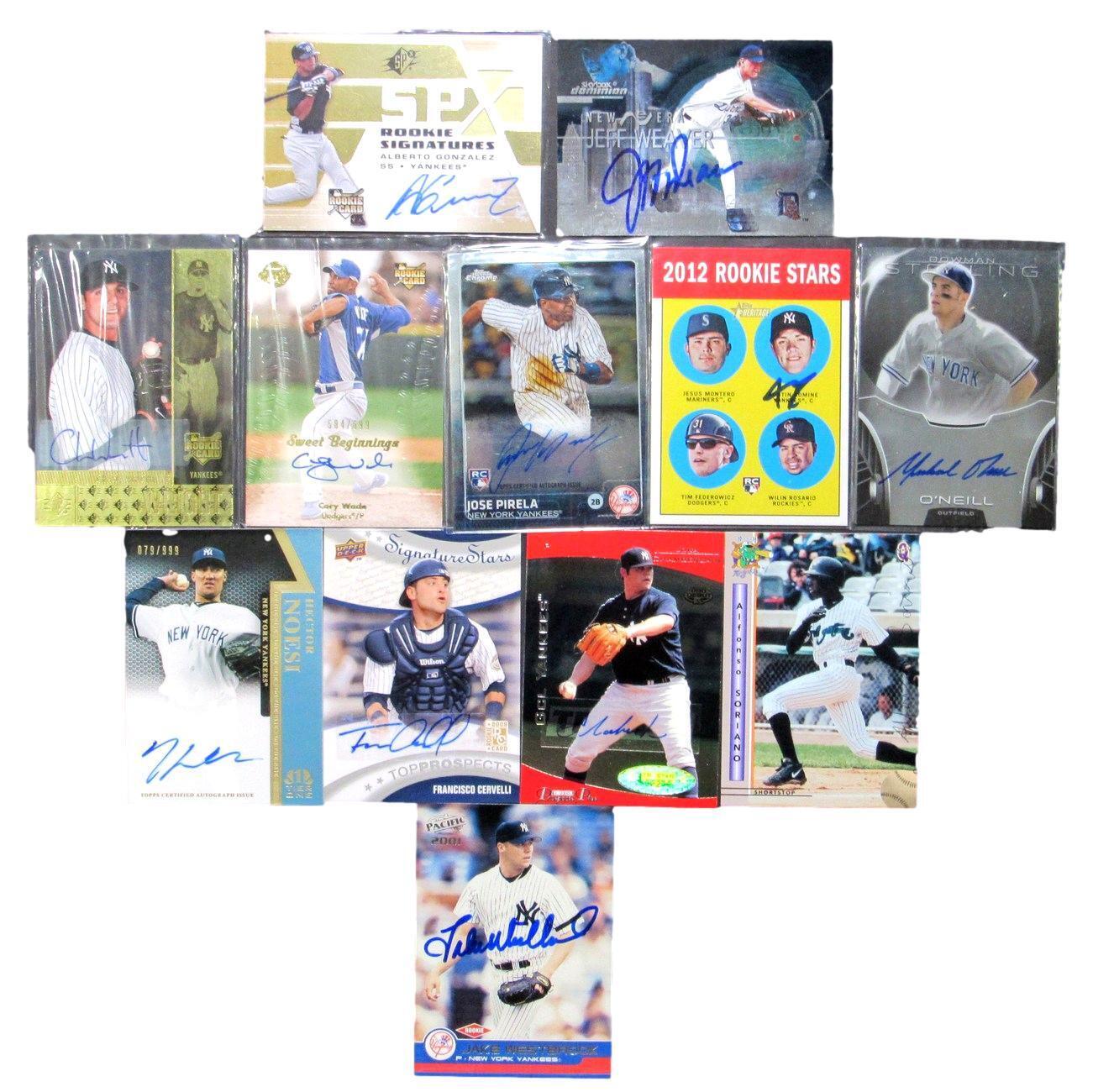 Lot of 12 Assorted New York Yankees Upper Deck Autographed/Signed Cards