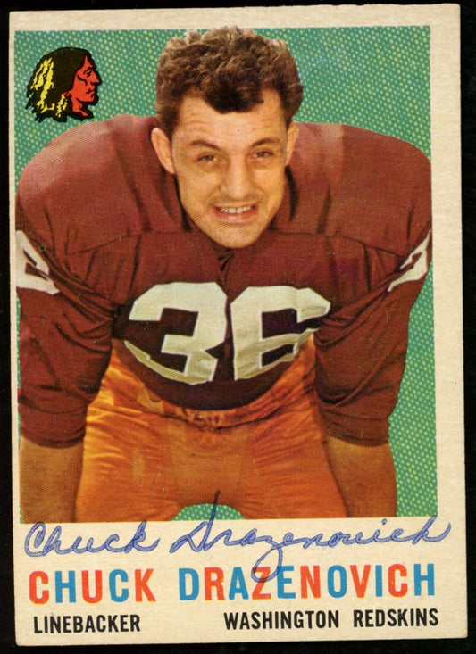 1959 TOPPS Football Card #172 Signed/Auto Chuck Drazenovich Washington Redskins